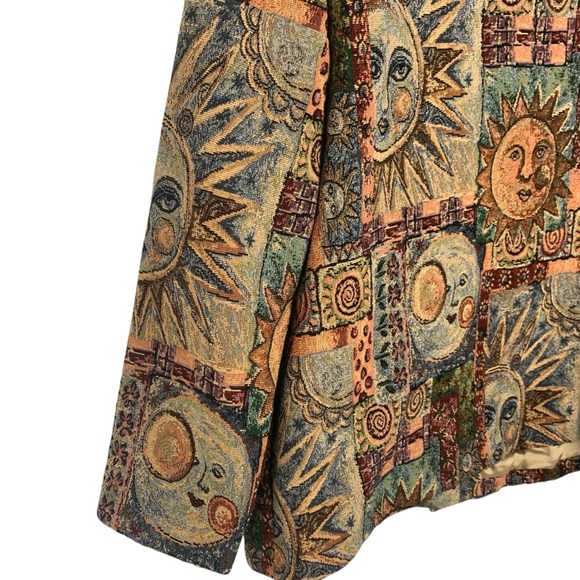 Vintage 90s Sun and Moon Celestial Tapestry Lined 3-Button Blazer - Picture 11 of 11